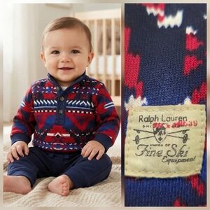 Ralph Lauren Baby 2 Piece Fair Isle Nordic Pullover and Sweats Set